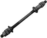 1 x schwarze Fahrradachse, 190 mm, für Fahrrad, mehrere Geschwindigkeiten, Hinterachse, 3/8 Zoll, 26 TPI Nabenwelle, konische Kontermutter-Unterlegscheiben, Radzubehör