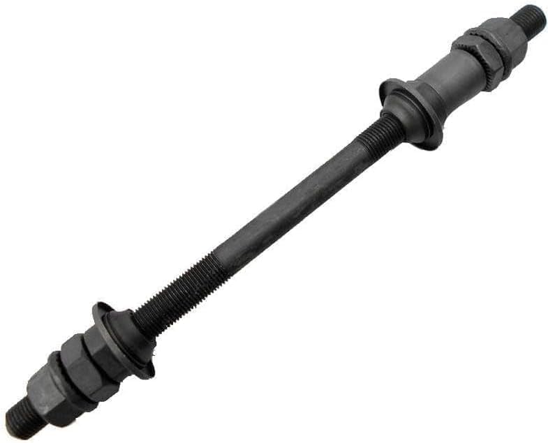 Wwyan 1Pc Black Bike Axle 190MM for Bicycle Multiple Speed Rear Hub Axle 3/8 Inch 26 TPI Hub Shaft Conical Lock Nut Washer Kit Hubs Wheels and Accessories Cycling，Wheels and Accessories