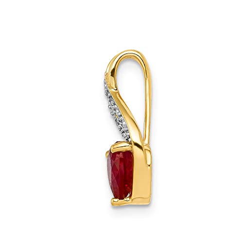Diamond Pendant Charm 14K Yellow Gold Fine Gemstone Jewelry Ruby Lab Created Diamond 0.01ct 1.15ct2