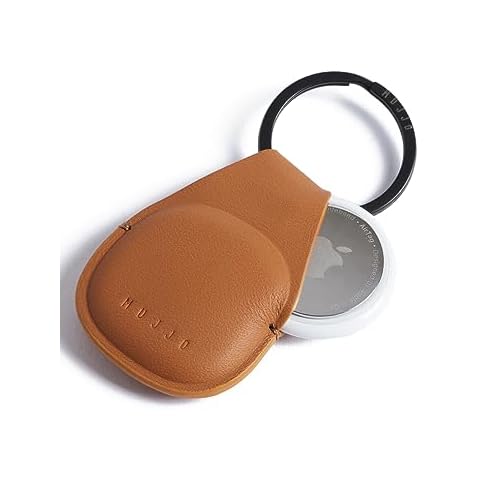 Mujjo Leather Keychain Cover For AirTags - Durable & Luxurious Design - Secure Fit - Premium Leather - Light Tan Cover