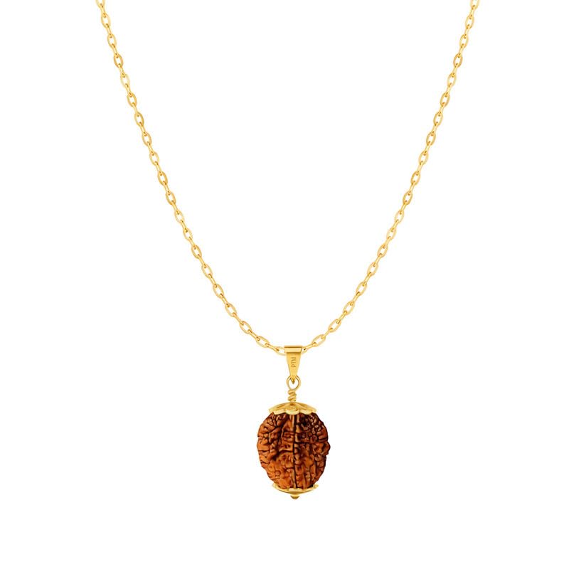 ptm Natural 2/3/4/5/6/7/8/9/10/11/Ganesh/Gaurishankar mukhi Astrological Original Nepali Rudraksha Panchdhatu / 5 metals Gold Plated Pendant With Chain for Men & Women lab certified-picture-13