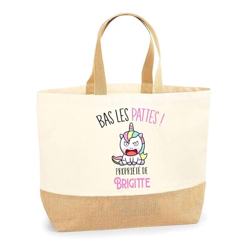Sac jute Brigitte cabas de plage en toile de jute naturelle et grand sac courses