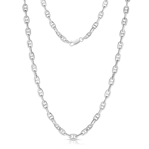 Savlano 925 Sterling Silver Hollow Mariner Anchor Link Chain Necklace for Women & Men Comes with Gift Box- Made in Italy2