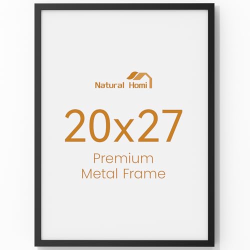 Image of 20x27 Aluminum Metal Picture Frame,Tempered Glass Black Large 20 x 27 Poster Frame for Puzzles Photos or Artwork to Wall Mount Horizontal or Vertical for Decor House,Office,Hotel