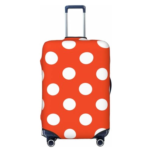 Orange And White Polka Dot1 Print Luggage Cover For Suitcase,Washable Elastic Travel Suitcase Protector With Zipper Closure And Bottom Buckle – Fits 18-32