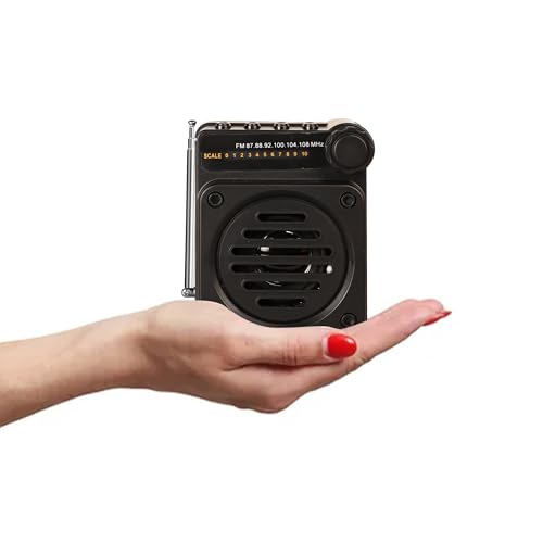 Image of Fire Turtle Pocket Blast FM Radio with Bluetooth Speaker with Powerful Sound,FM Recording, Antenna, 6w-12 Hours (USB Charging) and Number Pad (AUX, SD Card, USB Input) (Mini Retro Black)
