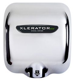 XleratorEco Hand Dryer W/Noise Reduction Nozzle, XL-CV-ECO, Chrome Plated Cover, 220-240V