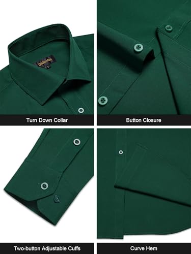 DiBanGu Long Sleeve Button Up Shirts for Men Casual Business Shirt with Pocket Solid Regular Fit Shirts for Formal Wedding4