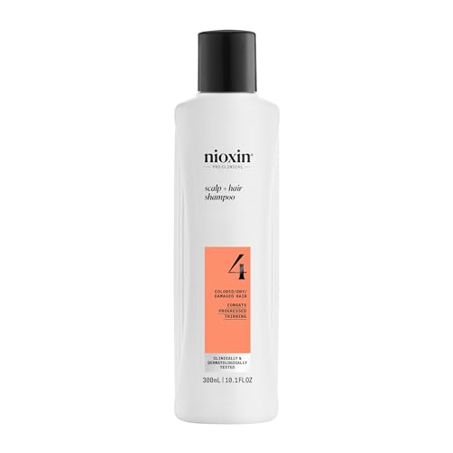 Nioxin System 4 Scalp + Hair Shampoo | For Colored or Damaged Hair with Progressed Thinning | With Niacinamide and Biotin | 10 Fl oz.