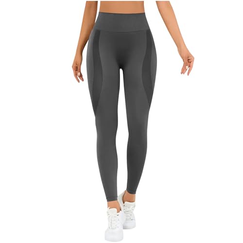 GMQWRK Mallas de gimnasio sin costuras para niñas, con control de barriga, cintura alta, pantalones de yoga de compresión, leggings deportivos para correr, fitness, cintura elástica, pantalones de