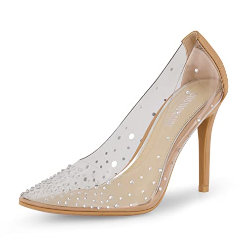 CUSHIONAIRE Women's Glam Clear Rhinestone Dress Pump +Memory Foam