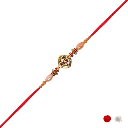 Image of I Jewels Design Rakhi With Roli Chawal & Rakshabandhan Card for Bro /Brother /Bhai