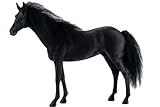 HiPlay JXK Figura de caballo coleccionable: caballos Akhal-teke negros, pintada a mano por expertos, resina realista, segura, figura de animal en miniatura escala 1:6 JXK208A1