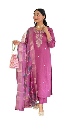 Robe Anarkali coton imprimé floral avec short et voile Dupatta