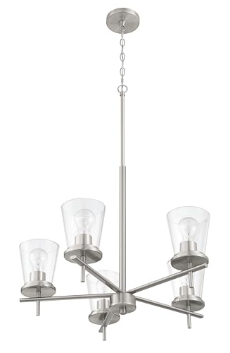 Craftmade - Lustre Connell 5 Light 70,5 cm com acabamento em níquel polido escovado com vidro transp