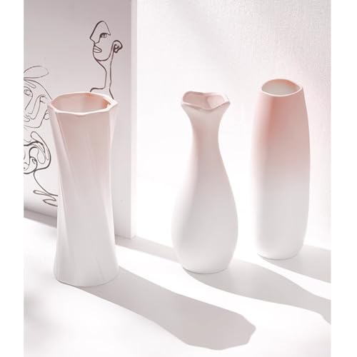 Vase à fleurs en céramique rose dégradé moderne vase décoratif table - 7