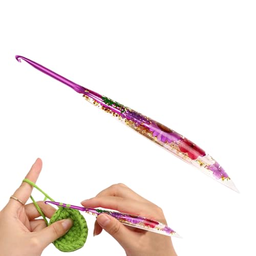 Gancho Hooks Para Principiantes | Gancho De Lana Con Mango De Resina Floral | Accesorios De Punto Seguros Para Adultos Mujeres | Casa Viaje Suéteres Sombreros Mantas Chales Muñecas