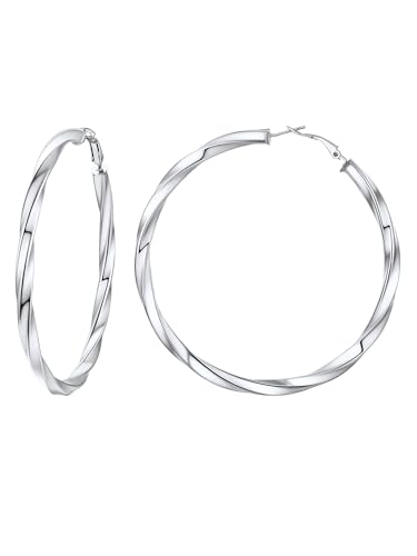 Image of Stainless Steel Chunky Hoop Earrings For Women, Minimalist and Chic, Black /Gold Plated, Round Hoops Earrings Hypoallergenic, Size: 30mm /40mm /60mm /80mm, Come with Box