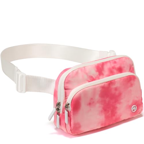 Image of Pander Nylon Crossbody Belt Bag with Excess Strap Keepers, 6-Pocket Adjustable Sling Fanny Pack for Travel and Everyday Carry, Cloud Pink