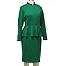 FAD-4U Church Clergy Dress for Women Minister Long Sleeve Ruffle Slim Pencil Dress with Tab Insert Stand Collar Green