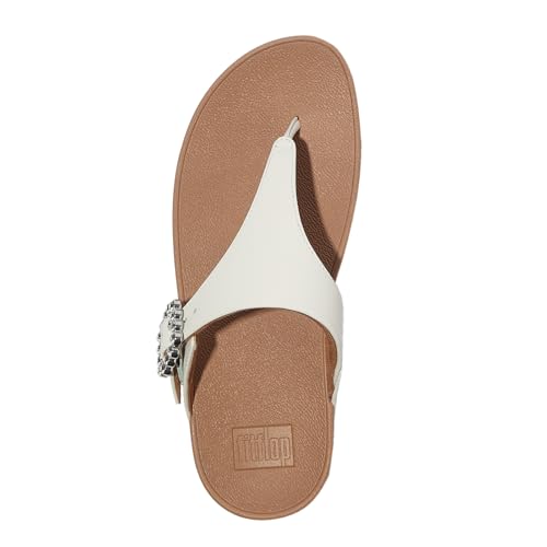 Image of FitFlop Womens LULU Crystal Buckle Toe-Post Sandals with Microwobbleboard Technology, Microfiber Toe Post, Slip Resistant Rubber Outsole, Cushioned Arch Support for All Day Comfort