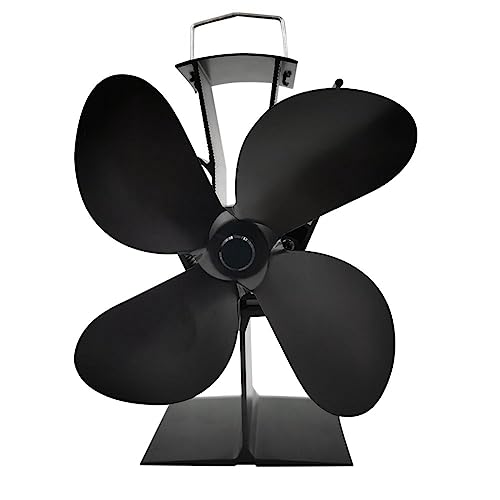 Steowsey Pour Poêle à Bois, Poêle à Bois, Ventilateur Conçu à 4 Pales, Ventilateurs de Cheminée Alimentés par la Chaleur, Noir TP2004-4