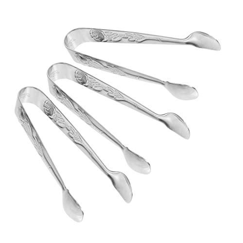 OFFSCH Grilling Tongs Stainless Steel 3 Piece Set Clip Sugar Cubes Serve Food Heatproof Easy Clean
