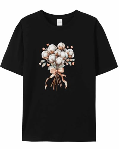 Men's T-Shirt, Flower Leaf Bouquet Short Sleeve Crewneck Casual Tee Shirts