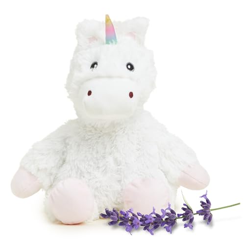warmies Microwavable & Weighted Stuffed Animals, White Unicorn - Heated Stuffed Animal Plushie for Warmth & Comfort - Cute Soft Plush Toys for Adults & Children (Boys, Girls, Babies & Toddlers)