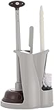 Cq acrylic Toilet Brush and Plunger Set,Toilet Plunger and Brush Combo Bathroom Deeply Cleaning Tools,Bathroom Toilet Bowl Brush with Holder(Grey 1 Set)