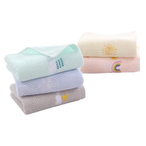 Gogogmee 5Pcs Cute Cartoon Hand Towels Absorbent Cotton Face Washing Towels for Soft Durable Skin Friendly Washcloths for Travel