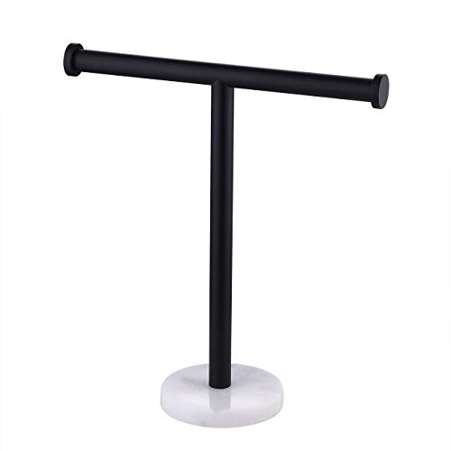 Umi por Amazon Toallero de Pie en Forma de T con Base de Mármol Soporte Para Toalla de Mano Soporte Para árbol de Acero Inoxidable 304 Negro Mate, BTH205S10-BK
