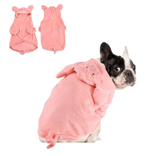 NACOCO Halloween Pig Dog Costume - Pet Christmas New Year Hoodie Warm Party Coat Outfit for Small and Medium Cat Dog Clothes(Pink Pig M)