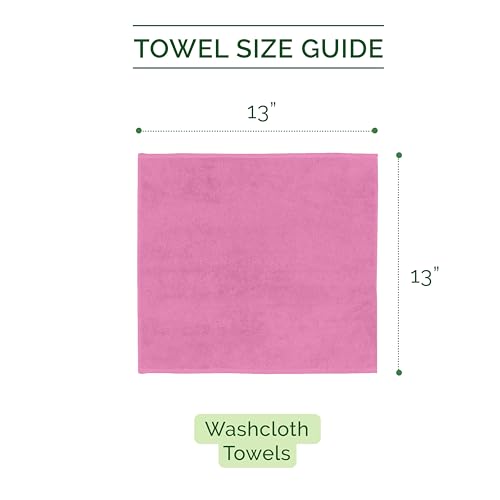 Image of Elegant Comfort 100% Turkish Cotton Corduroy Ribbed Luxury Washcloths 6 Pack Soft 13 x 13 Inch - Higly Absorbent, Durable, Quick Dry, Spa Premium Hotel Quality for Bathroom or Travel, Light Pink