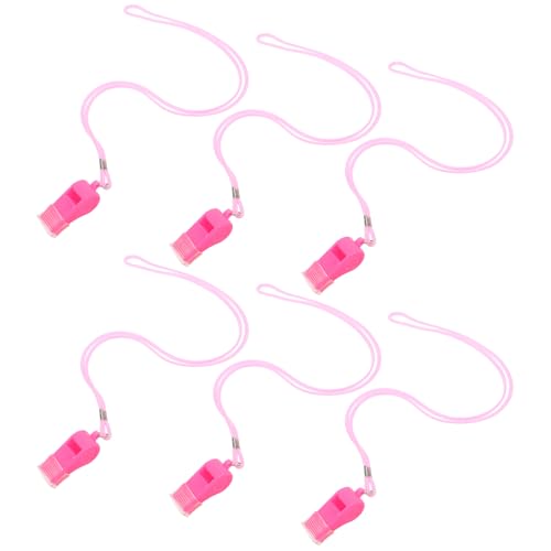 6 silbatos deportivos rosas con cordón y boquilla miniatura 1