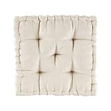 Intelligent Design Azza Floor Pillow, Large Cushions Sitting for Adults, Floor Pillow for Meditation or Yoga, Lustrous Chenille Tufted with Scalloped Edges for Bench/Chair Cushion, 20'x20'x5' Ivory