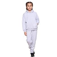 GW CLASSY OUTFIT Boys Kids Tracksuit Set Hoodies Plain Tracksuit Hoodie with Jogger Sweatpants Sports Activewear Set Girls (13-14 Years, H Grey Pull Over Suit)