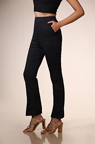 Image of Leriya Fashion Women's Western Trouser Pant | Solid Stretchy Lycra Tapered Trousers with 2 Front Pockets | Regular Fit Trouser for Professionals | Casual | Wear for Ladies
