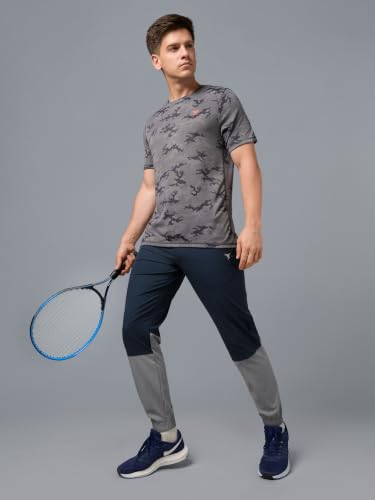 Image of TECHNOSPORT Mens Woven Regular Fit Activewear Joggers for Running, Gym, Sports and Regular Use Stretchable, Colorblock and Antimicrobial