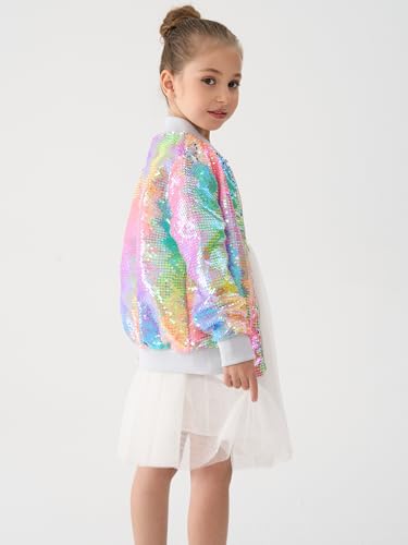 Image of 2Bunnies Girl Ombre Pastel Gradient Shimmer Sparkle Colorful Sequin Bomber Jacket