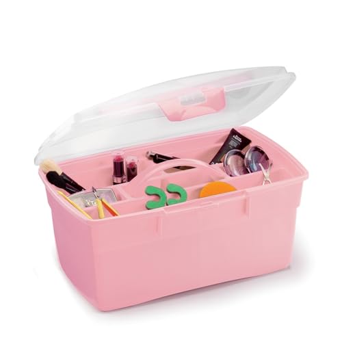 Genérico Maleta Grande para Manicure, Rosa, com Bandeja Removível, Organizador Multiuso para Esmaltes e Cosméticos