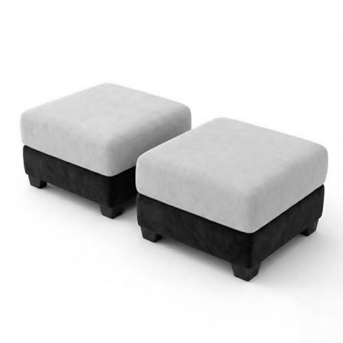 Image of Revola 5 Seater L Shape Sofa Set with 2 Movable Ottomans | Flexible Layout | Luxury Velvet Suede Fabric | Modern Living Room Sofa | Black-Light Grey