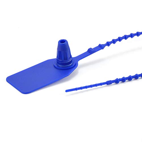 Leadseals(R) 100 Plastic Tamper Seals, Zip Ties for Fire Extinguishers Pull Tite Security Tags Numbered Trailer Seal Disposable Self-Locking Tie 250mm Length (Blue)