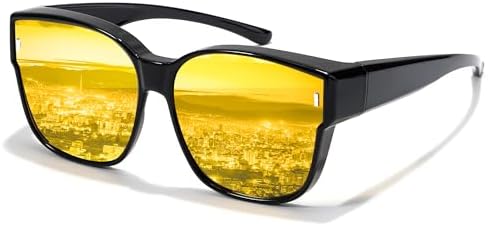 LVIOE Night Driving Glasses for Women Men Fit Over Night Vision Glasses Anti Glare Polarized Wraparound Eyewear N3091