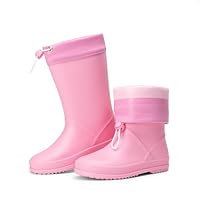 DREAM PAIRS Kids Rain Boots Boys Girls Lightweight Boots Waterproof Easy-on Outdoor Playing Rain Boot Unisex-Child,Size 13 Little Kid,Pink,SDRB2401K