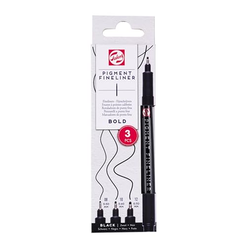 Talens Set Pigment Fineliner Bold, 3 piezas, negro, 0.50mm, 0.60mm,...