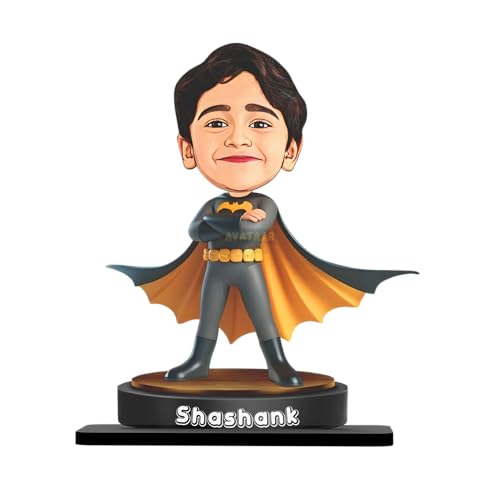 Image of Personalized Gift for Kids, Friends Character Caricature Photo Frame Unique Design Customized Gift for Children, Return Gift Idea (BATMAN, 7 INCHES)