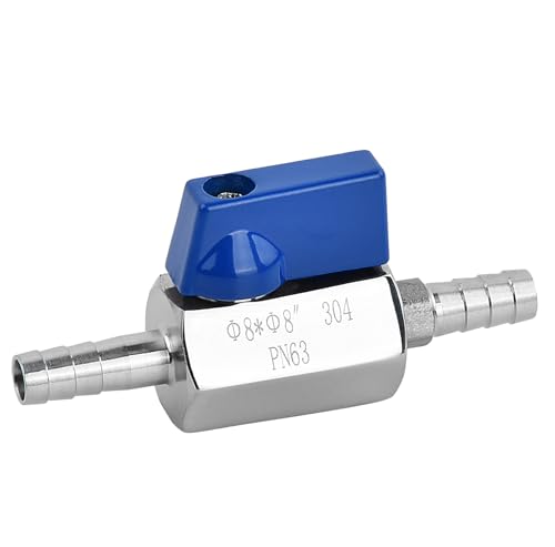 Ziyonix Mini VAlvula de Cierre VálVUla de Bola con Púas Válvula de Control Válvula de Bola de Acero Inoxidable 304 Accesorios de Tubería de Manguera de Agua para Agua, Gas, Aceite, Combustible (8 mm)