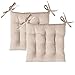 Komfortec 2er Set 40x40 cm Stuhlkissen mit Bändern, Baumwolle Sitzkissen 200 g/m², Wasserabweisend Dekokissen Sitzauflage Zierkissen Gartenstuhl für Innen- & Außenbereich, Beige