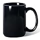 Smilatte Porzellan-Kaffeetasse, klassisch, blanko, Keramiktasse mit großem Griff, für Tee, Latte, Cappuccino, 450 ml, Schwarz